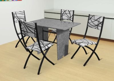 Conjunto Mesa retangular 4 cadeiras Base granito