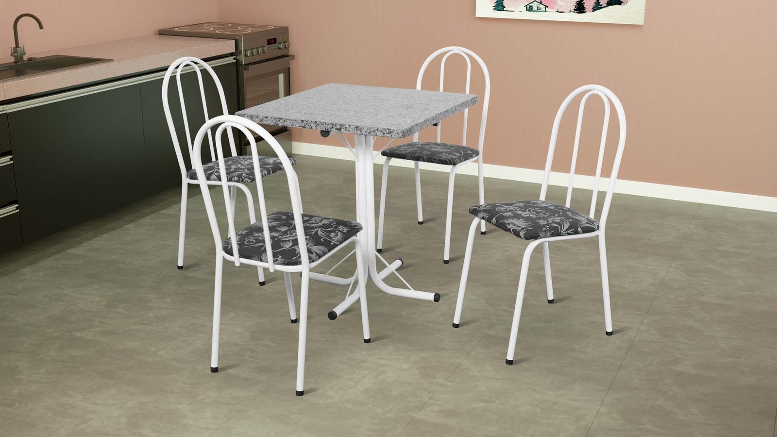 Conjunto De Mesa Com 6 Cadeiras Thais Moveis